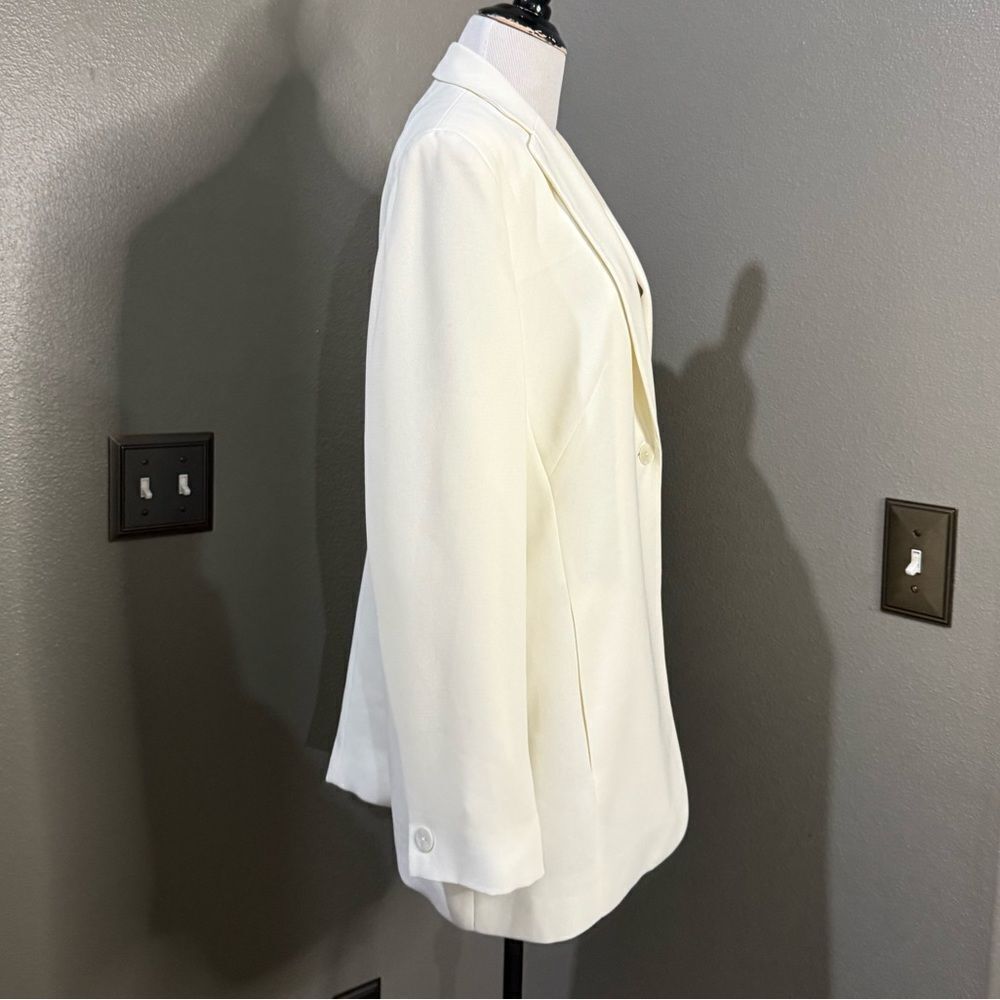 Vintage Jones wear Cream Crepe Single Button Blazer Jacket - Picture 6 of 11